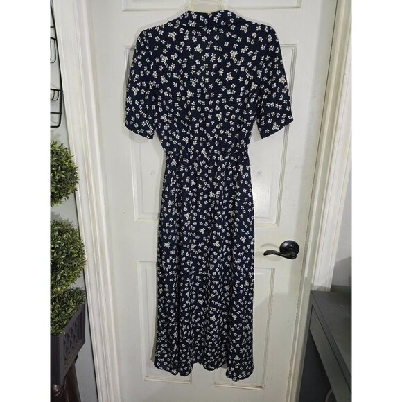 Bb Dakota By Steve Madden XS Navy Floral Maxi Dress 100% Polyester Short‎ Sleeve - Picture 5 of 8